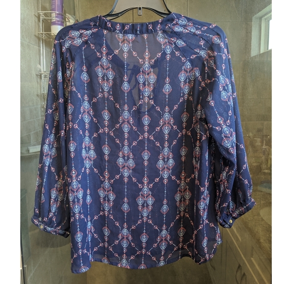 DONATING 1/20/25 Charlotte Russe Sheer Navy Blouse - Picture 3 of 7